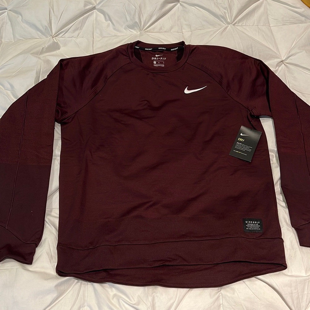 Nike DriFit golf pullover. Size men’s medium, maroon NWT